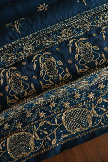 Blue Pashmina x Chikankari Fabrics