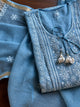Blue Shade Semi Stitched Kota Tepchi Chikankari Kurta Dupatta Set