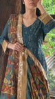 Blue Yellow Chikankari Pure Georgette Churidar Set with Kalamkari Dupatta