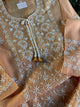 Blush Peach Shade Semi Stitched Kota Tepchi Chikankari Kurta Dupatta Set