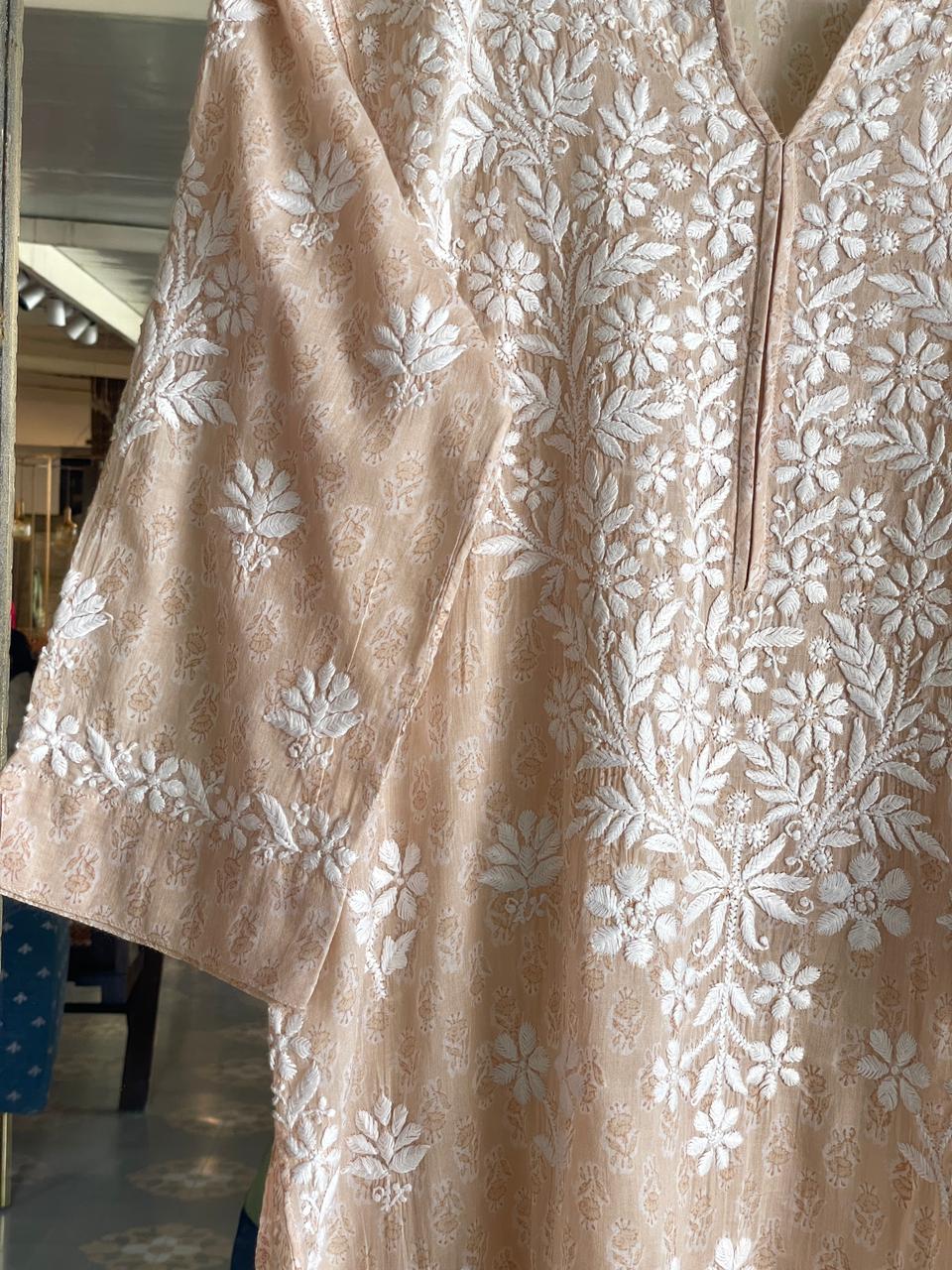 Blush Pink Chikankari Cotton Kurta