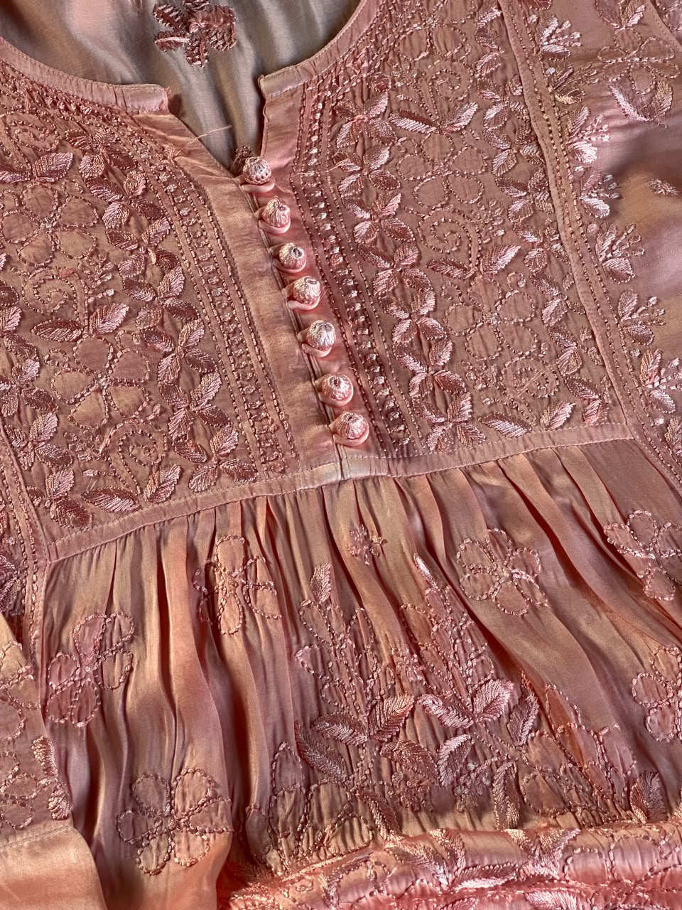 Blush Pink Muslin Chikankari Kurta