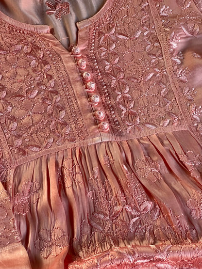 Blush Pink Muslin Chikankari Kurta