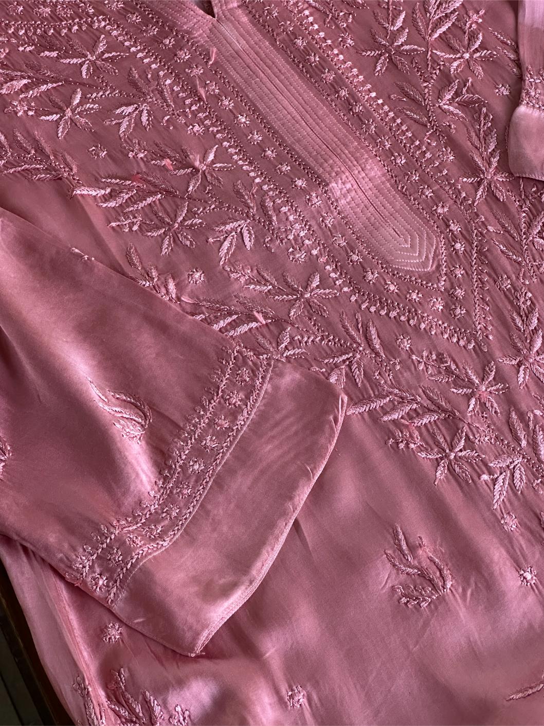 Blush Pink Muslin Chikankari Kurta