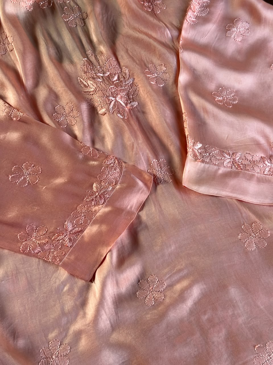 Blush Pink Muslin Chikankari Kurta