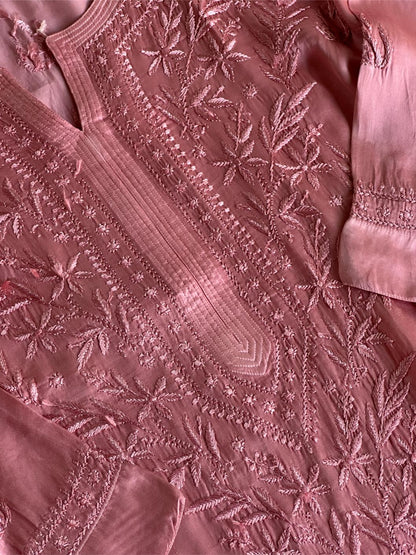 Blush Pink Muslin Chikankari Kurta