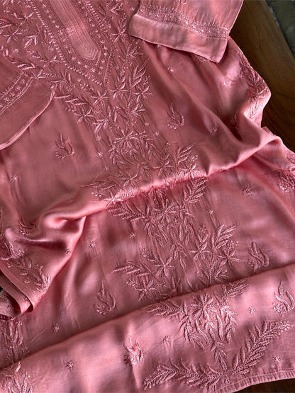 Blush Pink Muslin Chikankari Kurta