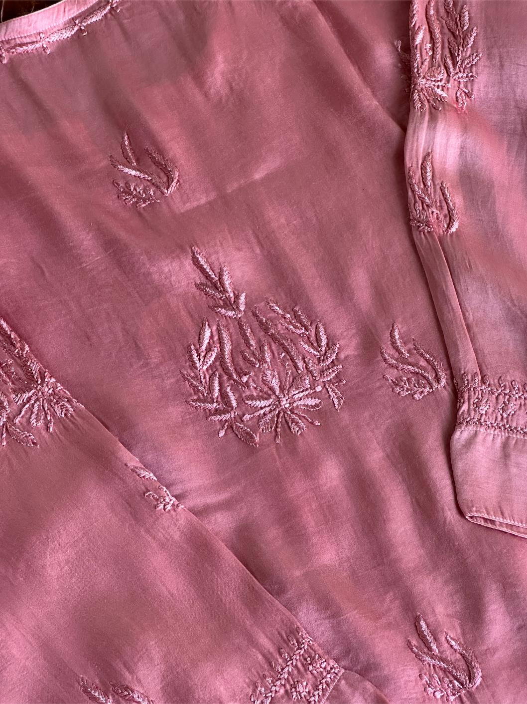 Blush Pink Muslin Chikankari Kurta