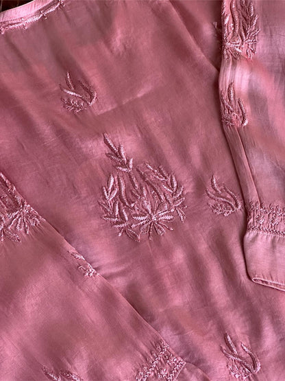 Blush Pink Muslin Chikankari Kurta