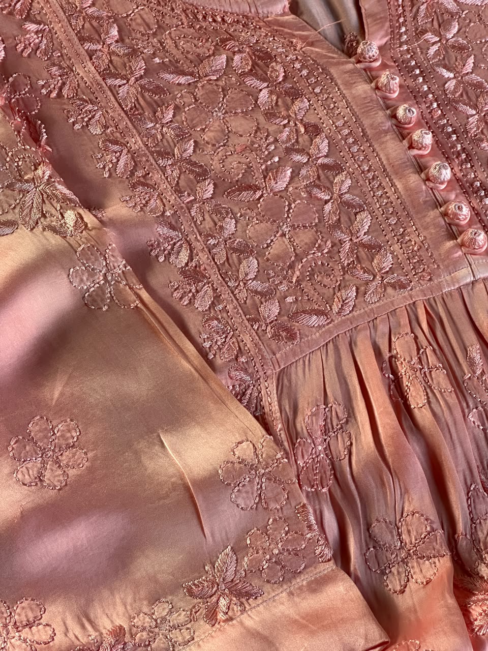 Blush Pink Muslin Chikankari Kurta