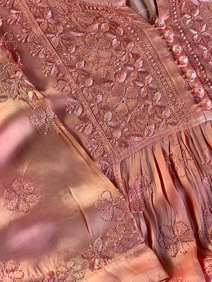 Blush Pink Muslin Chikankari Kurta