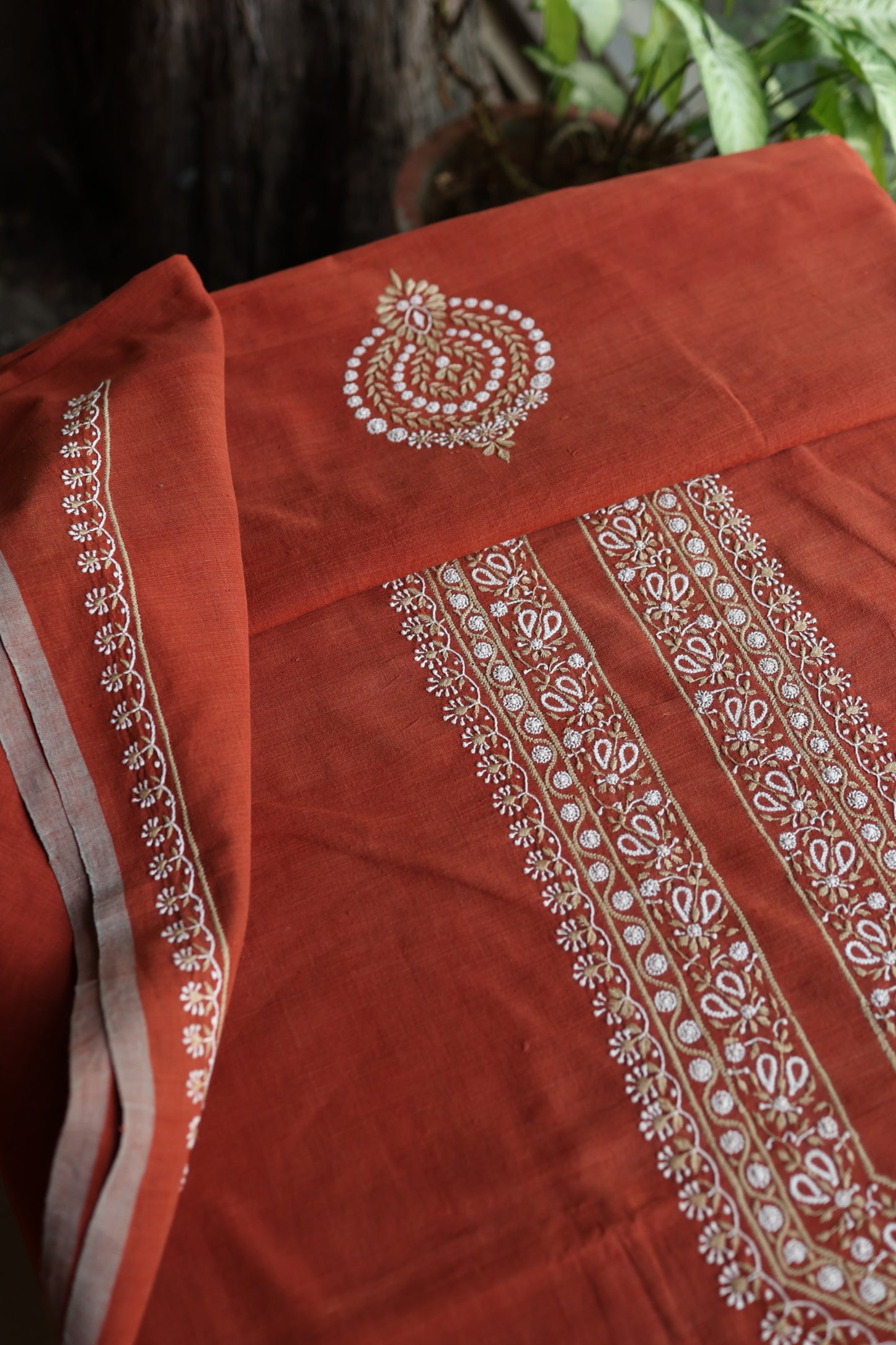 Brick Red Shade Malkha Handspun Khadi Kurtas Unisex Fabric