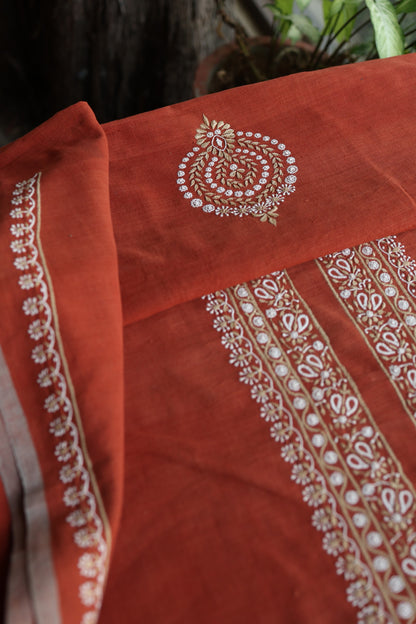 Brick Red Shade Malkha Handspun Khadi Kurtas Unisex Fabric
