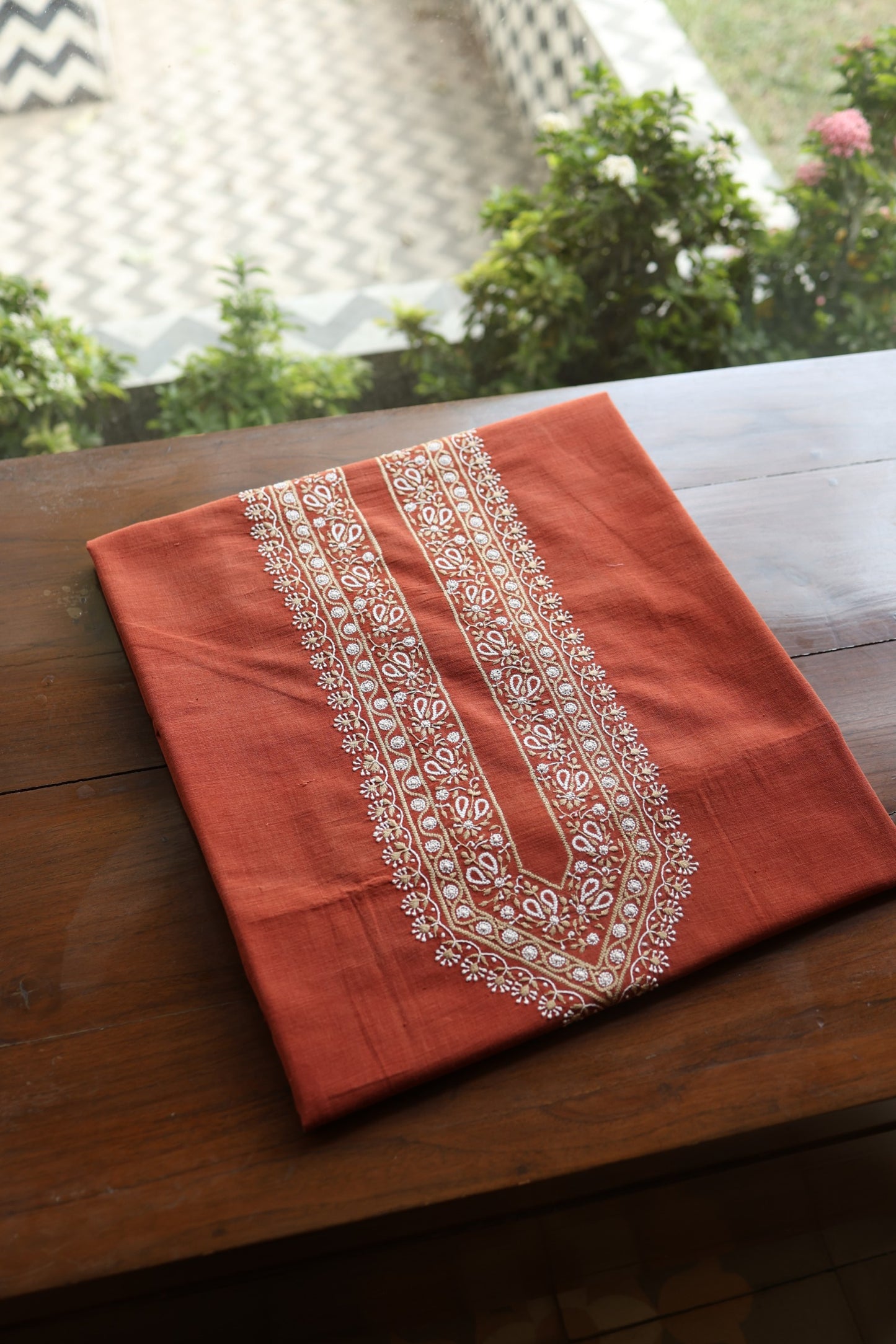 Brick Red Shade Malkha Handspun Khadi Kurtas Unisex Fabric