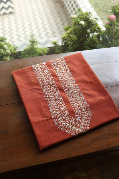 Brick Red Shade Malkha Handspun Khadi Kurtas Unisex Fabric