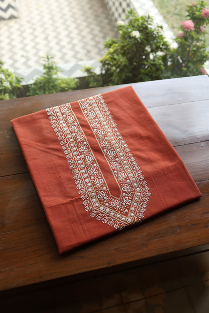 Brick Red Shade Malkha Handspun Khadi Kurtas Unisex Fabric
