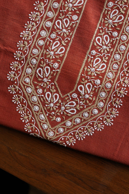 Brick Red Shade Malkha Handspun Khadi Kurtas Unisex Fabric