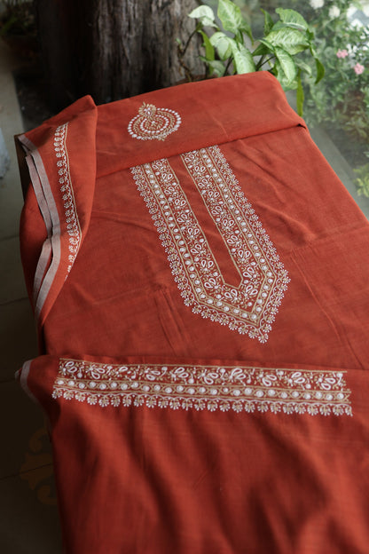 Brick Red Shade Malkha Handspun Khadi Kurtas Unisex Fabric