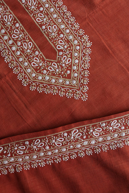 Brick Red Shade Malkha Handspun Khadi Kurtas Unisex Fabric