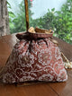 Brown Tussar Silk Chikankari Ari & Kasab Work Potli Bag