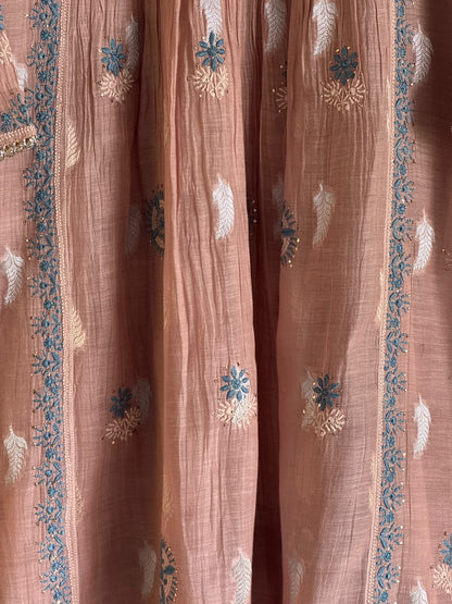 Brown Zari Chanderi Chikankari Ready to Wear Tunics