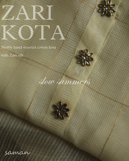 Butter Yellow Black Zari Kota Ready to Wear Kurta Set