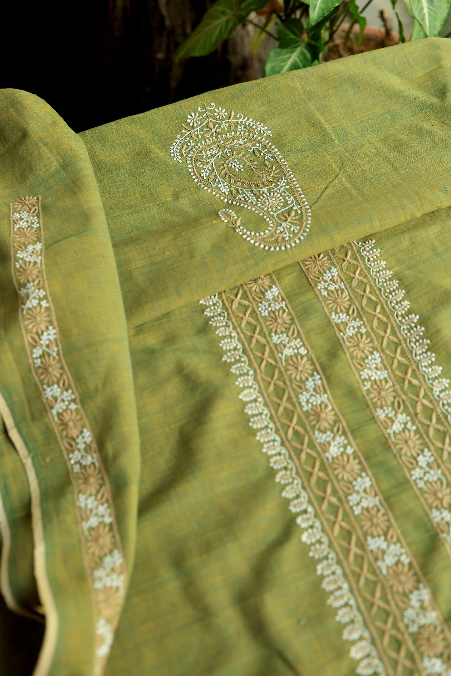 Cactus Green Shade Malkha Handspun Khadi Kurtas Unisex Fabric