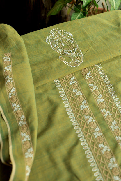 Cactus Green Shade Malkha Handspun Khadi Kurtas Unisex Fabric
