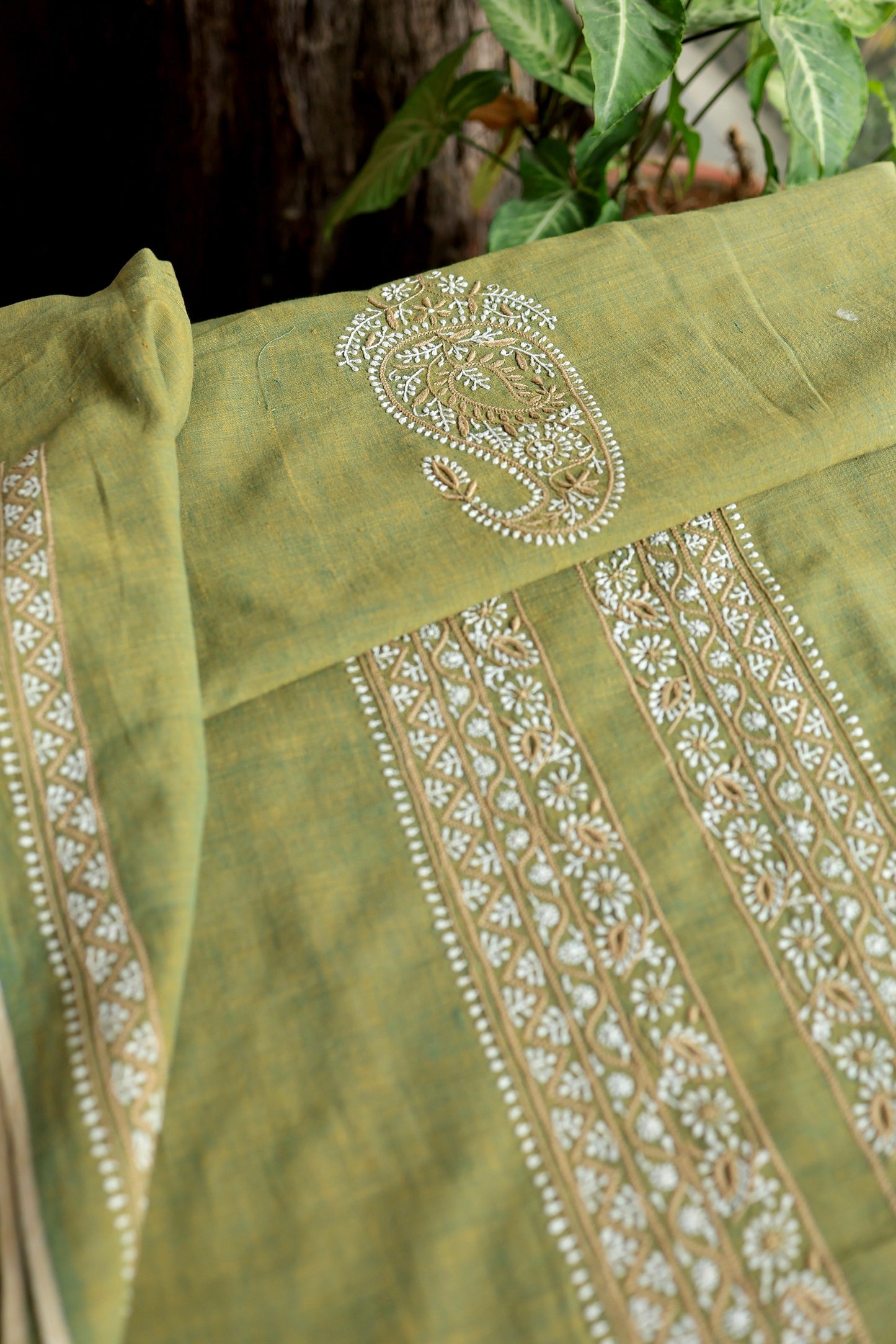 Cactus Green Shade Malkha Handspun Khadi Kurtas Unisex Fabric