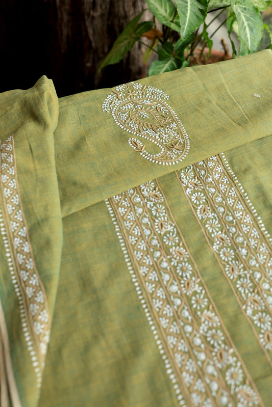 Cactus Green Shade Malkha Handspun Khadi Kurtas Unisex Fabric