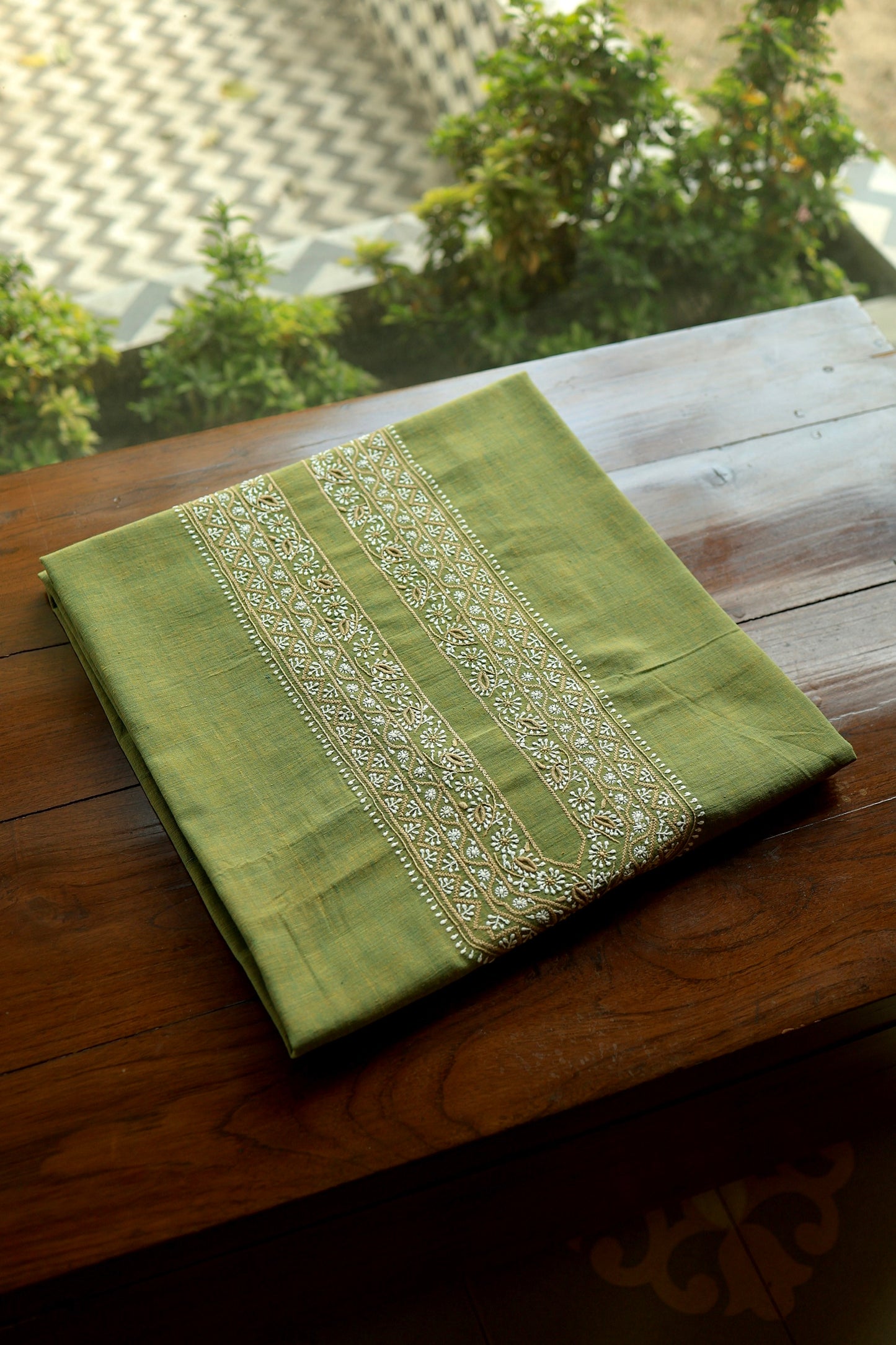 Cactus Green Shade Malkha Handspun Khadi Kurtas Unisex Fabric