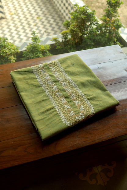 Cactus Green Shade Malkha Handspun Khadi Kurtas Unisex Fabric