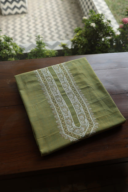 Cactus Green Shade Malkha Handspun Khadi Kurtas Unisex Fabric