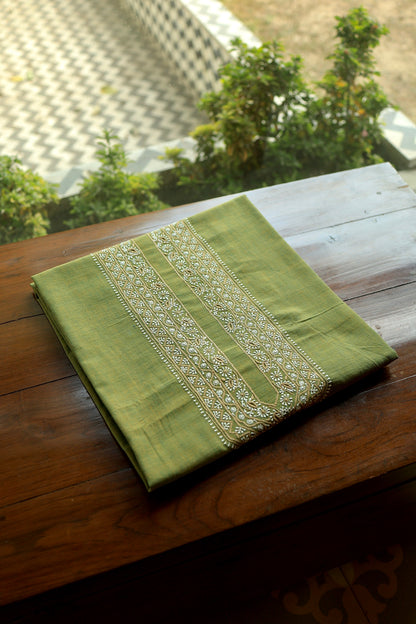 Cactus Green Shade Malkha Handspun Khadi Kurtas Unisex Fabric