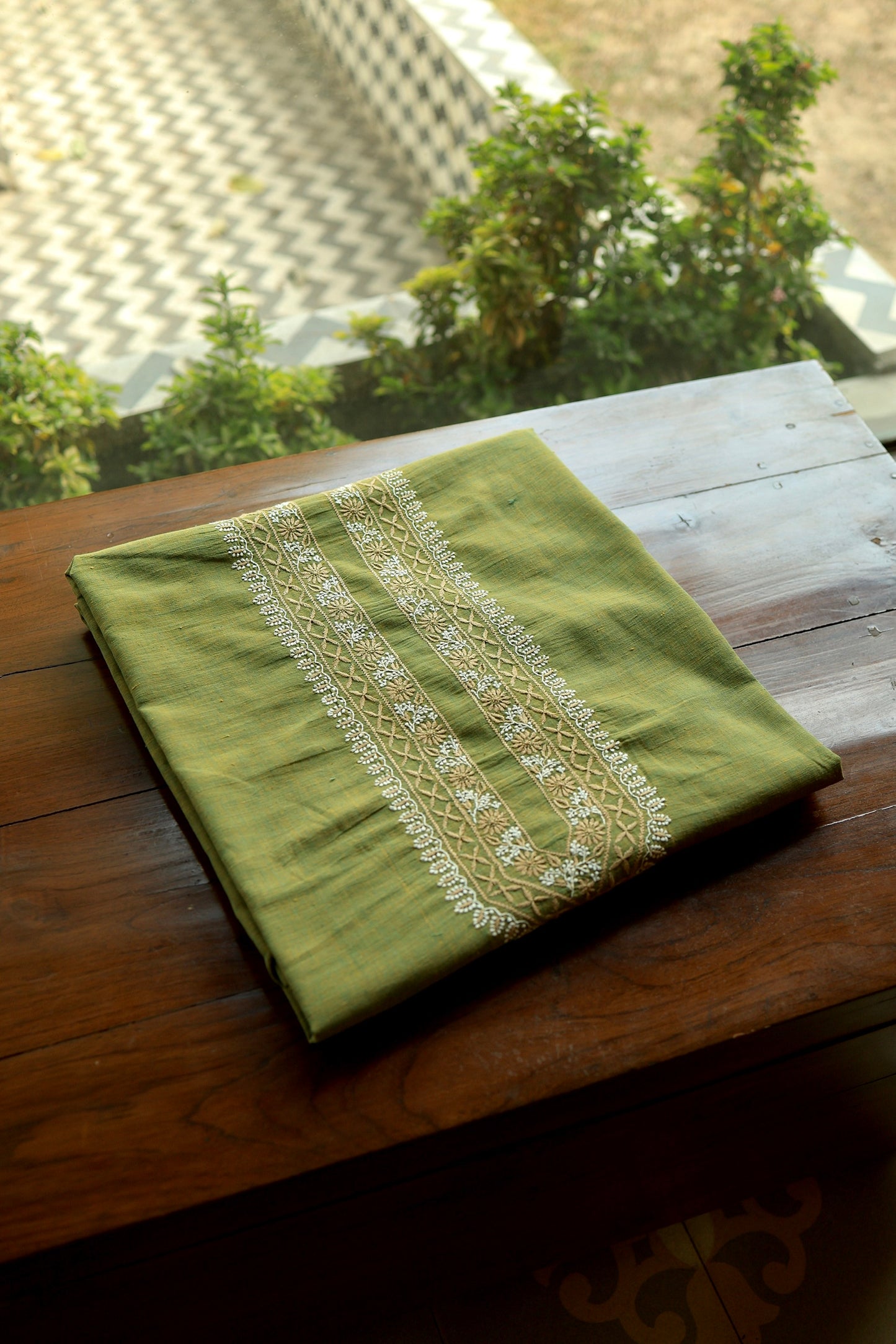 Cactus Green Shade Malkha Handspun Khadi Kurtas Unisex Fabric