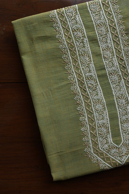 Cactus Green Shade Malkha Handspun Khadi Kurtas Unisex Fabric