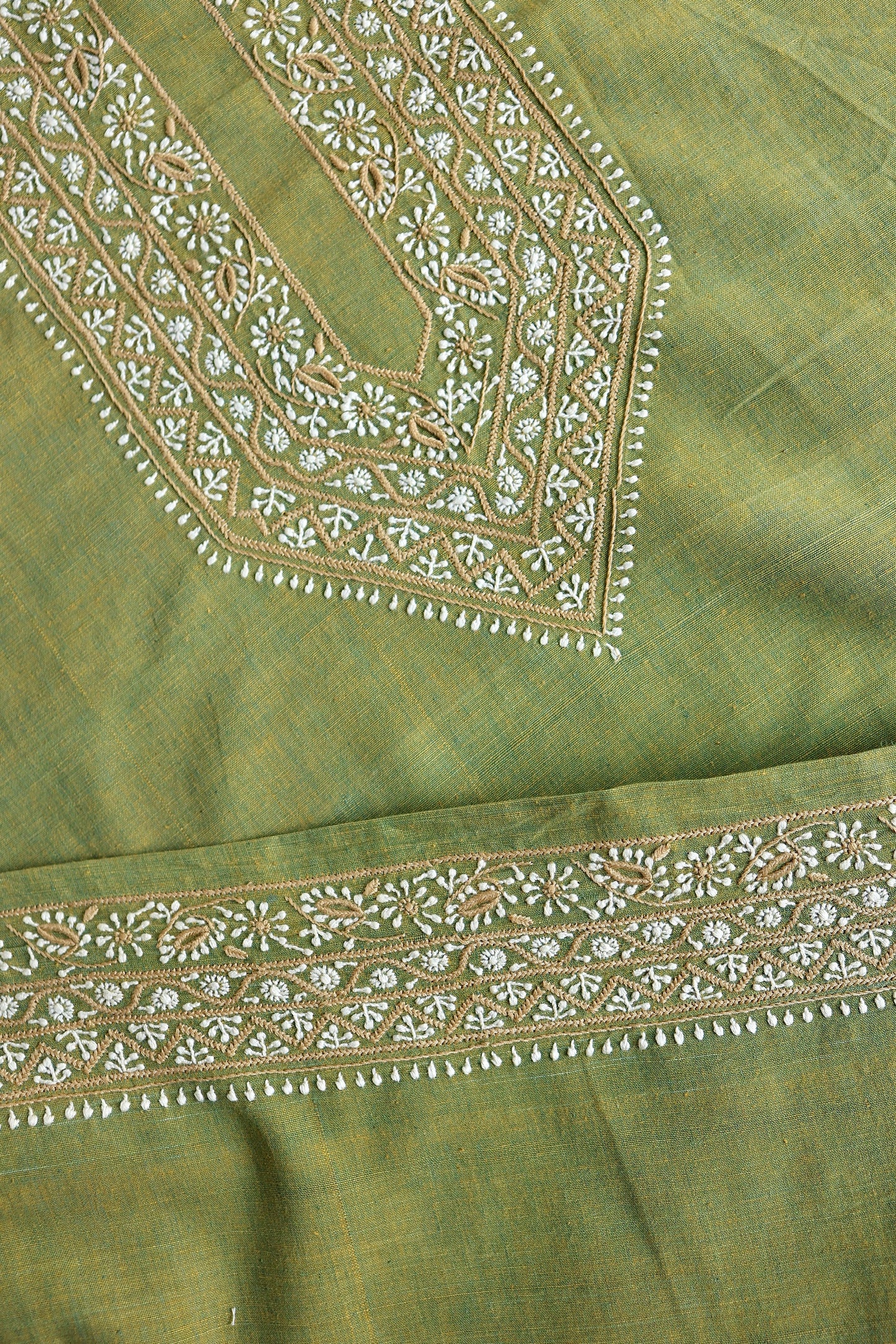 Cactus Green Shade Malkha Handspun Khadi Kurtas Unisex Fabric