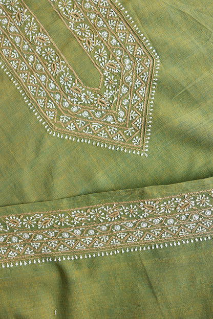 Cactus Green Shade Malkha Handspun Khadi Kurtas Unisex Fabric