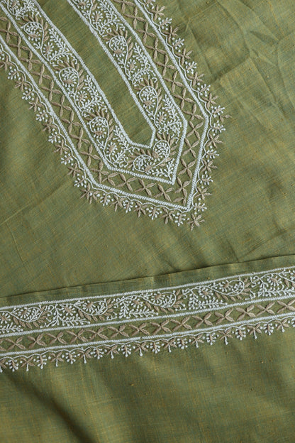 Cactus Green Shade Malkha Handspun Khadi Kurtas Unisex Fabric