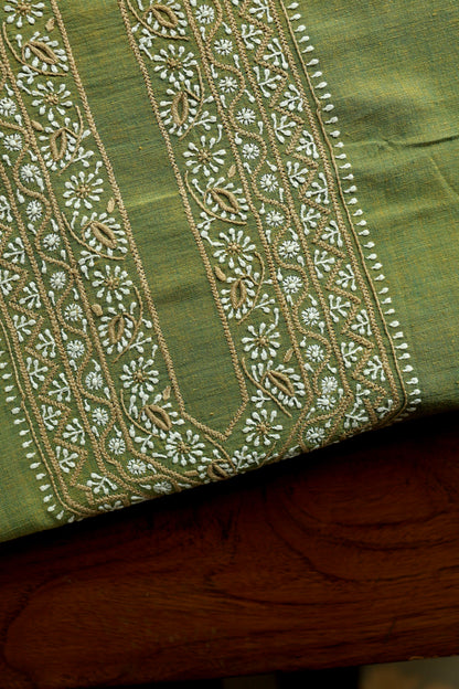 Cactus Green Shade Malkha Handspun Khadi Kurtas Unisex Fabric