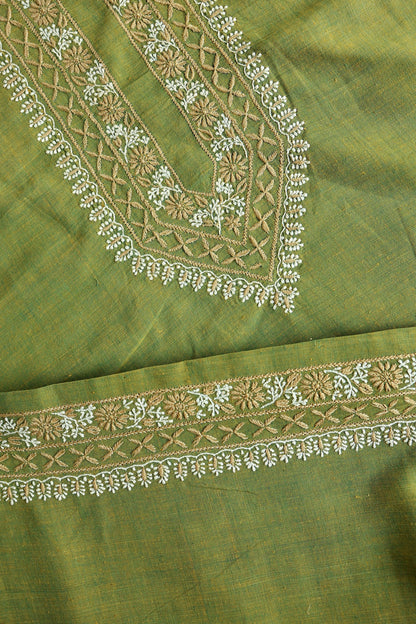 Cactus Green Shade Malkha Handspun Khadi Kurtas Unisex Fabric