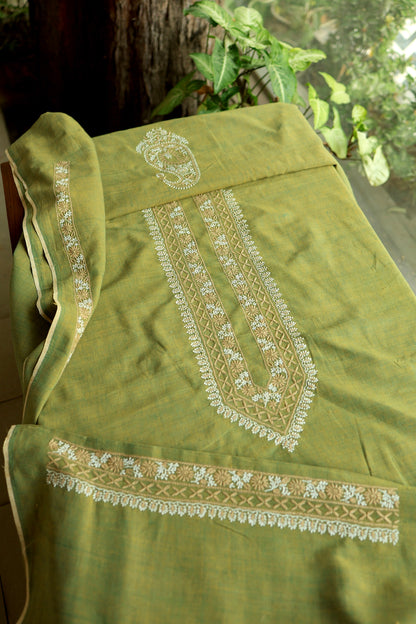 Cactus Green Shade Malkha Handspun Khadi Kurtas Unisex Fabric