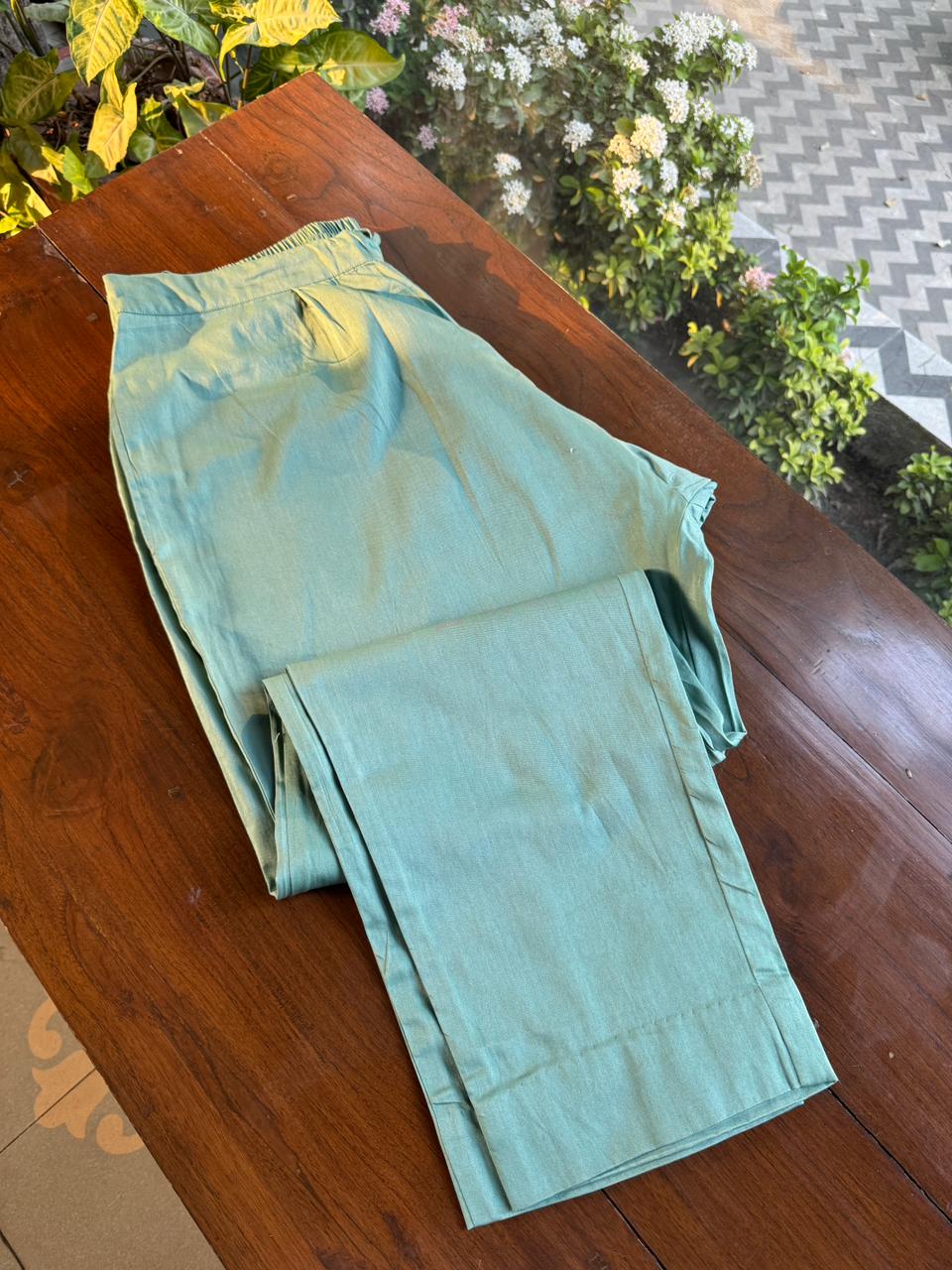 Cactus Green Shade Malmal Mukaish Kamdani Chikankari Kurta Set