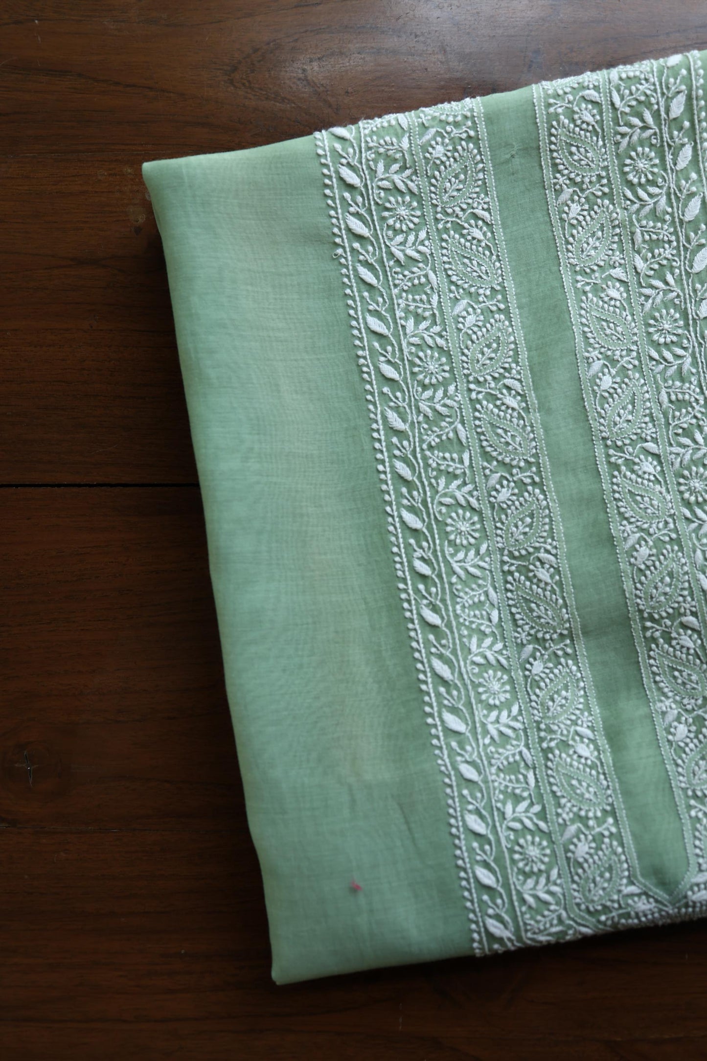 Cascade Green Shade Mulmul Chikankari Unstitched Men's Kurtas Fabric