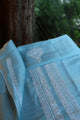 Blue Linen Chikankari Unstitched Men's Kurta Fabric