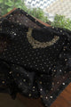 Black Chanderi Silk Mukaish Badla Unstitched Fabrics