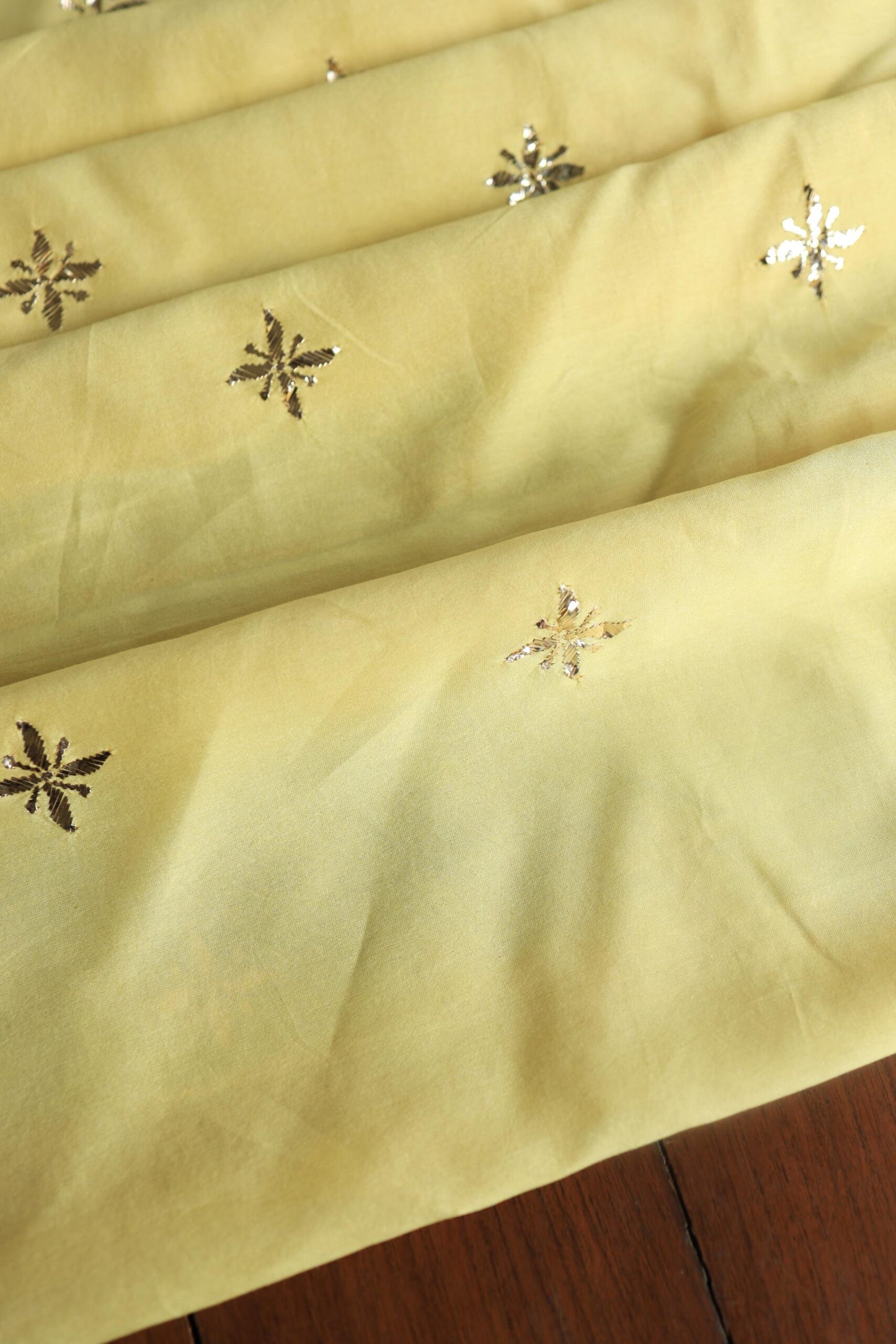Yellow Chanderi Mukaish Badla Unstitched Chikankari Unisex Kurtas