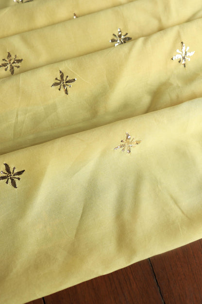 Yellow Chanderi Mukaish Badla Unstitched Chikankari Unisex Kurtas