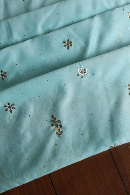 Sea Green Chanderi Mukaish Badla Unstitched Chikankari Unisex Kurtas