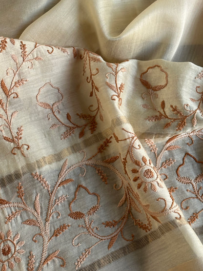 Chanderi Chikankari Dupatta